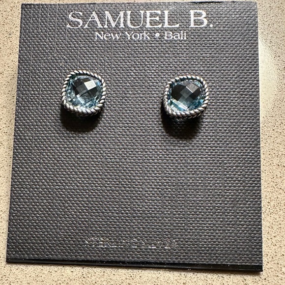 NWT Samuel B. Silver 3.40 ct. tw. Blue Topaz Studs - Picture 4 of 9